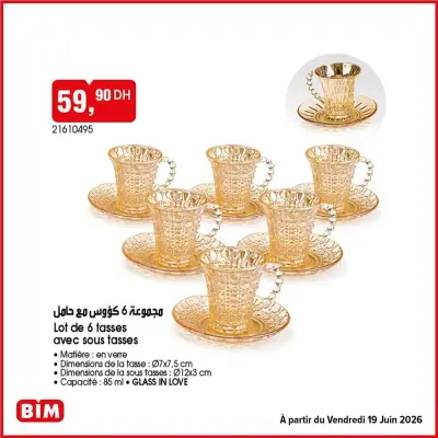 Lot de 6 tasses avec sous tasses